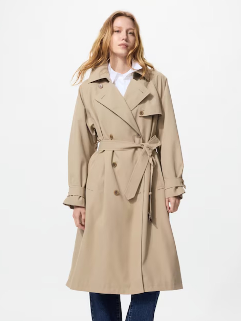 UNIQLO Cotton Beige Trench Coat Size Extra Large